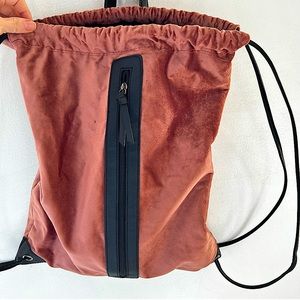 Mauve Faux Leather Velvet String Backpack Women’s Book Bag Stylish Chic OOTD